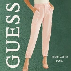 GUESS Bowie Silky Elastic Ankle w/Zip Detail Pink Cargo Pants NWT/Size 30